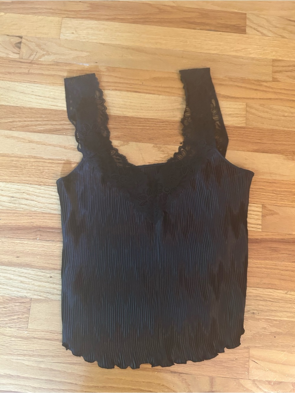 La Perla for Henri Bendel Black Lace-Trim Straps Women's Tank Top